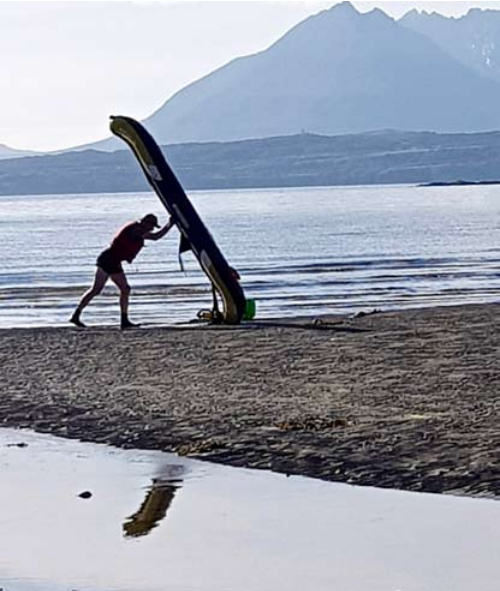 Adrian Clark with his kayak on Skye. Photo: Kenny Taylor